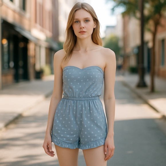 BEBE: strapless polka dot romper - Size XS - Picture 1 of 8